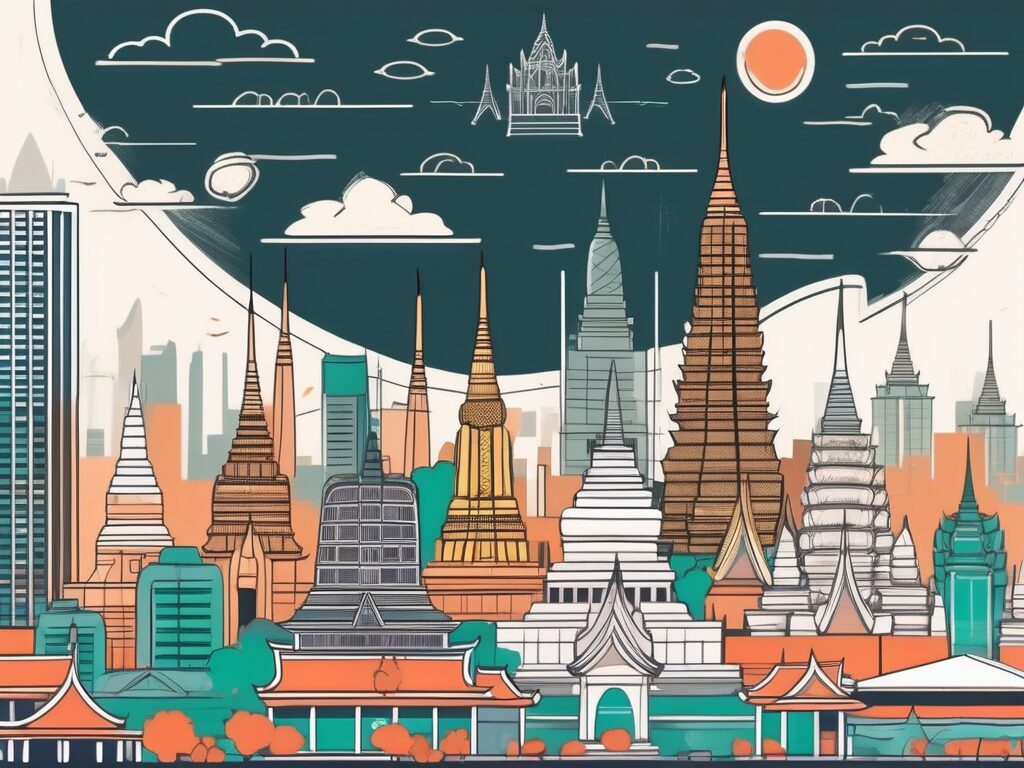 A vibrant bangkok cityscape with notable landmarks