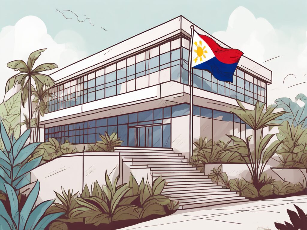 An international school building with the philippine flag flying on top