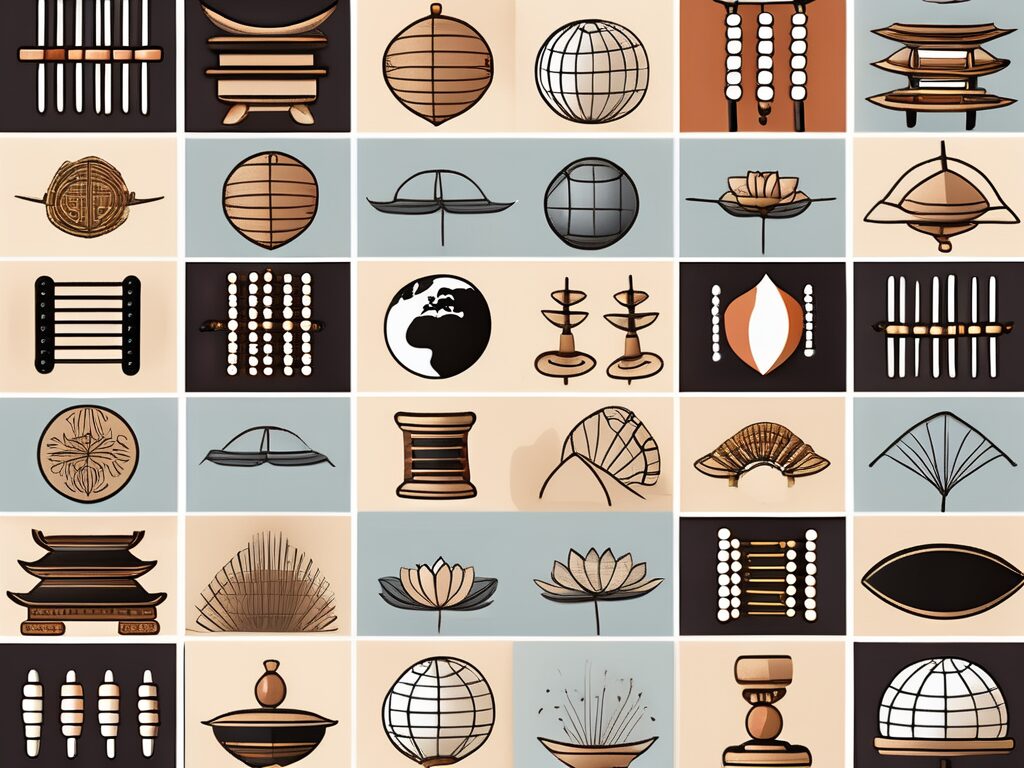 Various iconic educational symbols from different cultures